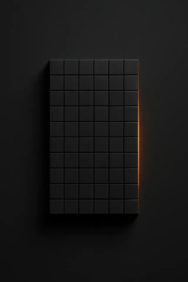 A modular grid resolving to a compact unit, representing device-scale precision
