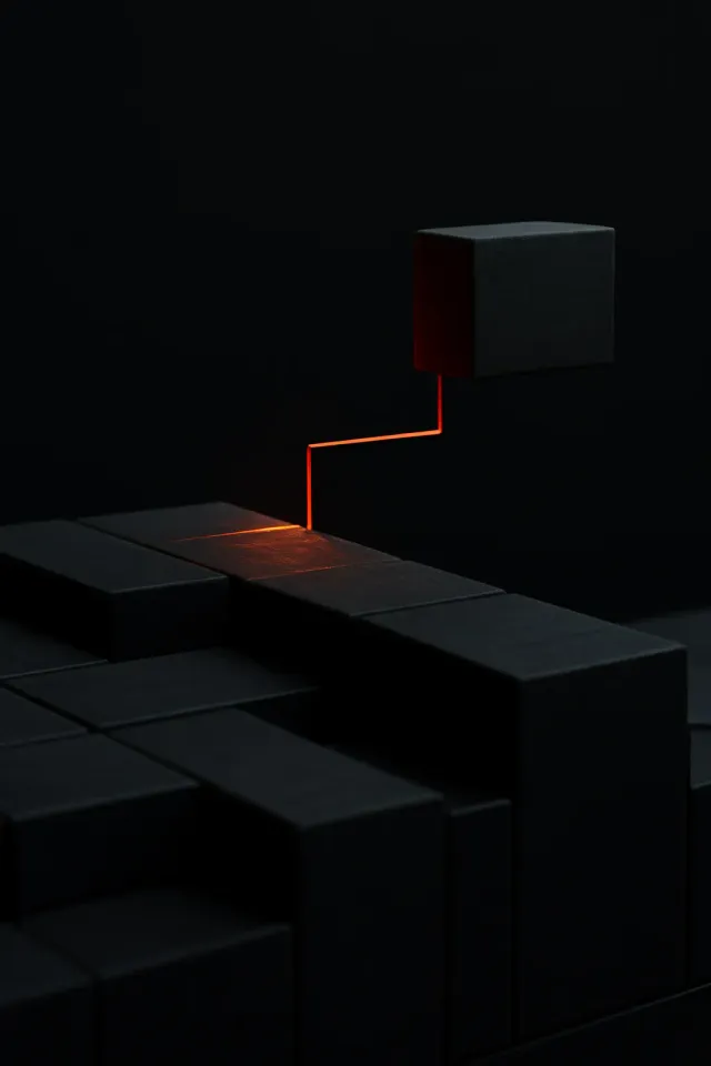 An external node joining an orbiting structure, representing a senior engineer embedded in an existing team