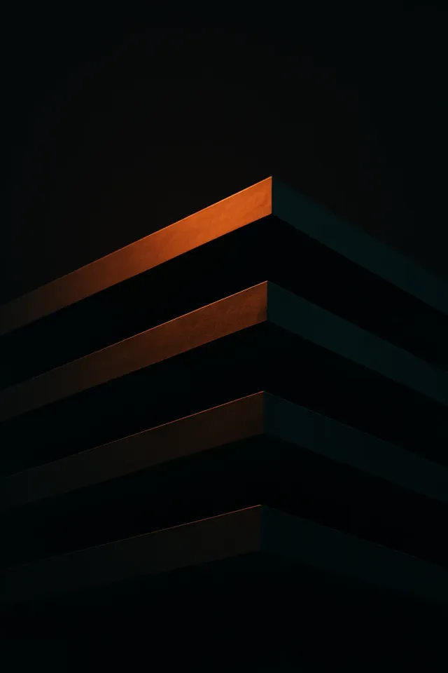 Layered abstract planes in warm dark tones, representing a web application built on solid infrastructure